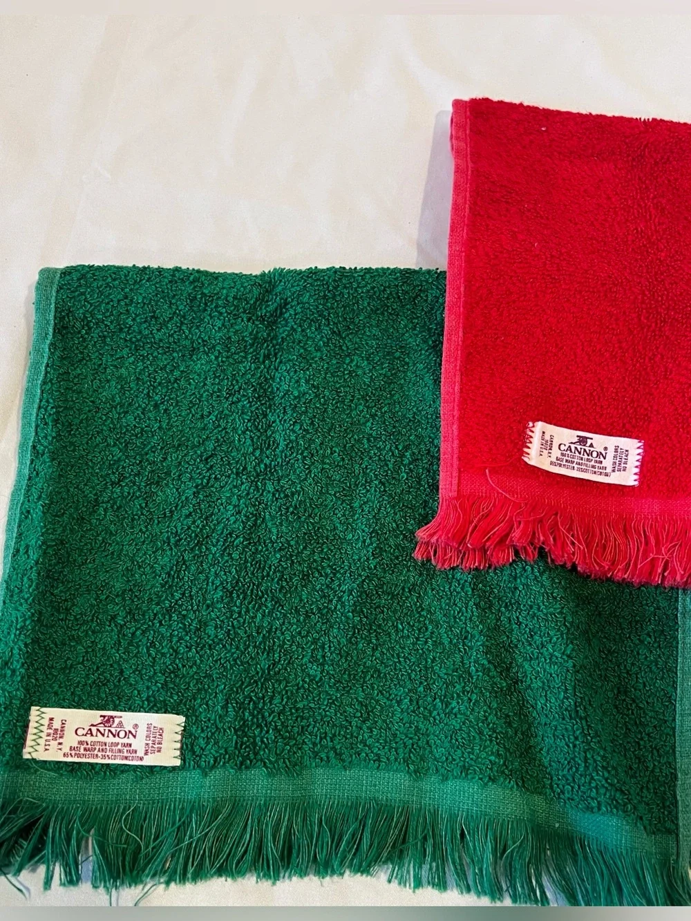 Vintage Cannon Christmas Hand Towels Set of 3 Embroidered USA Retro